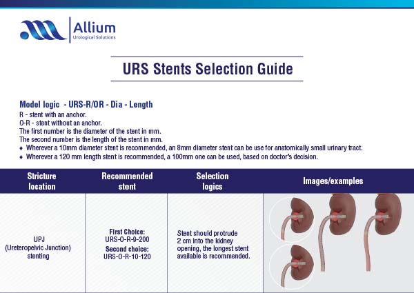 URS stents selection guide